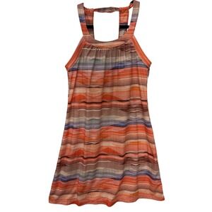 Prana Cantine Striped Halter Neck Dress Coral Blue Multi Size Medium Athleisure
